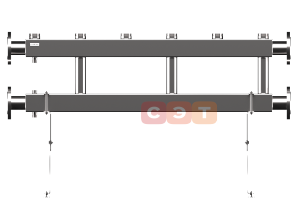 MKSS-400-3x50 (до 400 кВт, 2 магистр. подкл. Фл.Ду65, 3 контура G 2″ вверх или вниз)